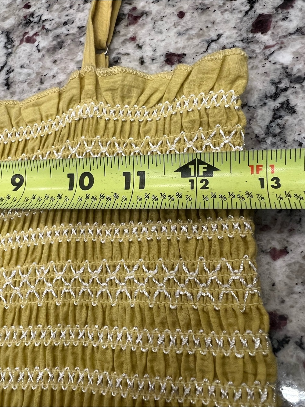 Faith & Zoe Yellow Eyelet Smocked Peplum Cami - Picture 7 of 8